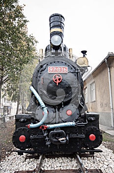 Vintage retro locomotive train at railroad