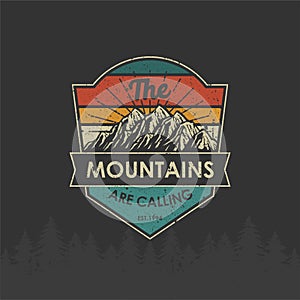 Vintage Retro logo badge adventure and outdoor mountains for sticker, t-shirt, hat 1