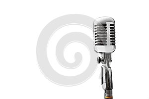 Vintage retro microphone isolated on white background
