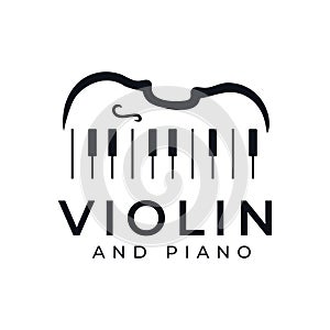 Vintage retro music instrument inspiration violin and piano symbol icon logo design
