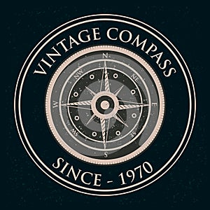 Vintage retro Nautical Voyager compass label design