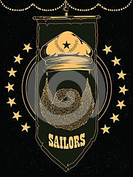 Vintage retro Nautical Voyager Sailor Captain label design