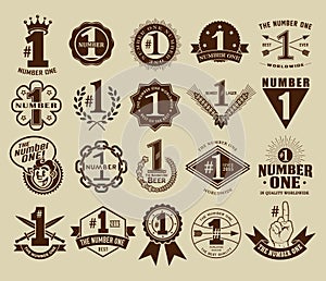 Vintage Retro The Number One # 1 Seals and Badges Collection