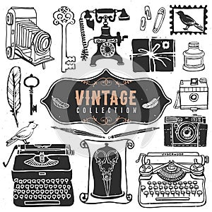 Vintage retro old things collection.