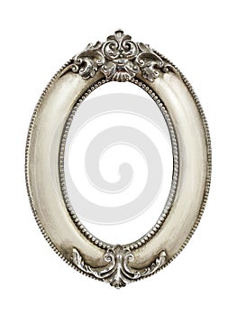 Vintage retro oval wooden metal frame for photo or mirror