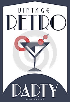 Vintage retro party, design element for poster, banner, flyer, card, brochure, invitation card vector Illustration