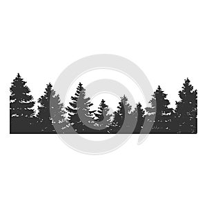 Vintage Retro Pine Cedar Spruce Conifer Coniferous Evergreen Larch Fir Trees Forest Silhouette Icon Illustration