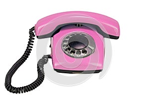 Vintage retro pink rotary telephone