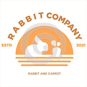 Vintage Retro Rabbit And Carrot Logo Design Vector.