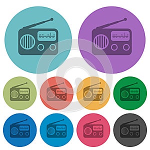 Vintage retro radio color darker flat icons