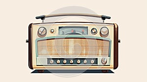 Vintage Retro Radio Illustration On White Background photo