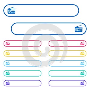 Vintage retro radio icons in rounded color menu buttons