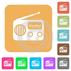 Vintage retro radio rounded square flat icons