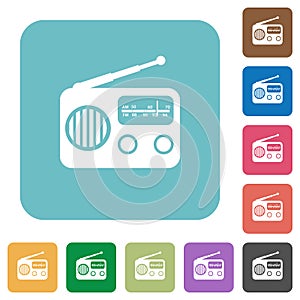 Vintage retro radio rounded square flat icons