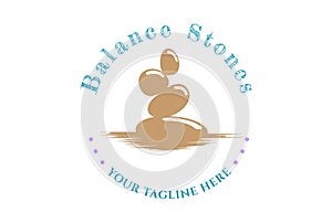 Vintage Retro River Creek Balance Stone for Yoga Zen Meditation Relax Spa Logo