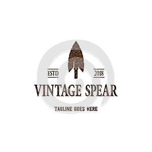 Vintage Retro Rustic Arrowhead Spear Hunting Hipster Logo Design Vector