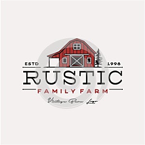 Vintage Retro Rustic Barn Farm logo design Illustration