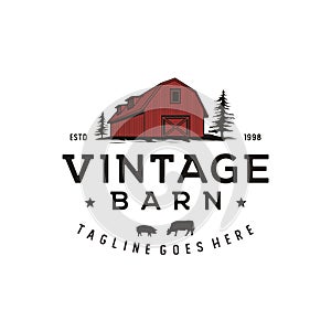 Vintage Retro Rustic Barn logo design Illustration