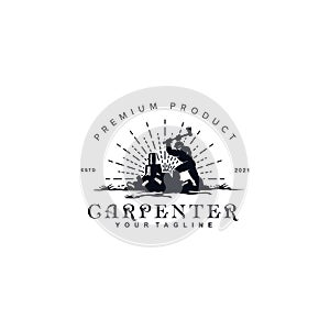 Vintage Retro Rustic for carpenter logo vector design template inspiration idea