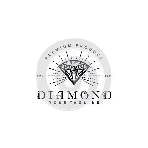 Vintage Retro Rustic Diamond logo vector design template inspiration idea