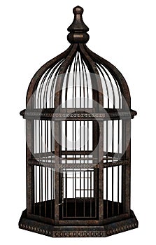 Vintage Retro rusty metal empty birdcage