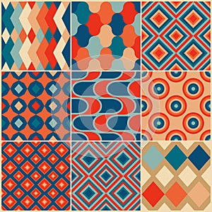 Vintage retro seamless patterns in the style of the 50s and 60s