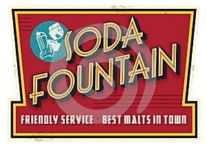 Vintage Retro Soda Fountain Service Malt Sign Advertisement