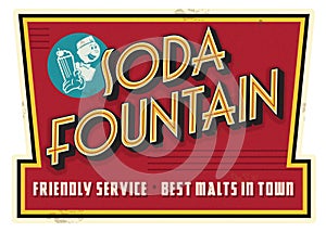 Vintage Retro Soda Fountain Service Malt Sign Advertisement photo