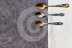 Vintage and retro spoons set, collection of silverware spoons