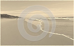 Vintage Retro Style Beach Scene Coolum Beach