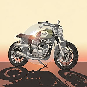 Vintage Retro Style Motorcycle Illustration