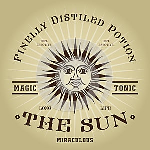 Vintage Retro The Sun Magic Tonic Seal photo