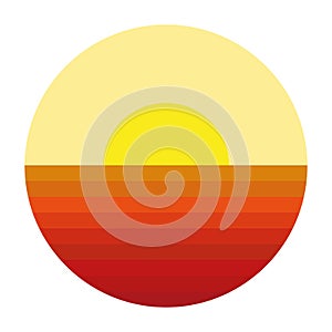 Vintage Retro Sunset Striped Circle Art photo