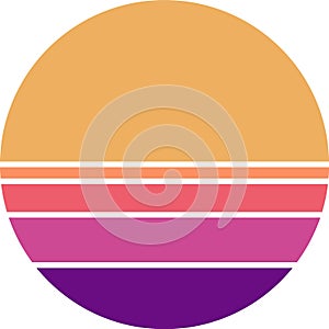 Vintage Retro Sunset Striped Circle Art photo