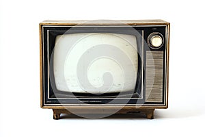 Vintage Retro Television Set on White Background