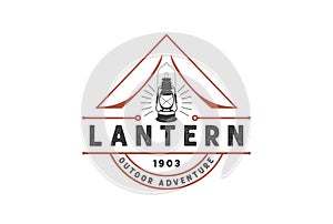 Vintage Retro Tent Lantern Badge Emblem for Camp Logo Design