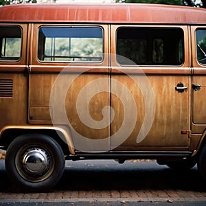 Vintage retro van, road transport vehicle for passengers or cargo