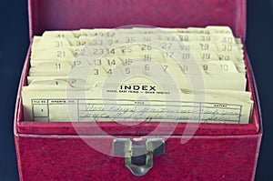 Vintage retro vinyl storage box & index cards