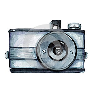 Vintage retro watercolor camera. Perfect for photography logo