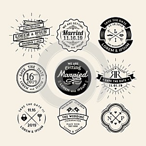 Vintage retro wedding logo frame badge design element photo