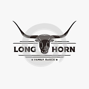 Vintage retro western Texas Longhorn label logo vector