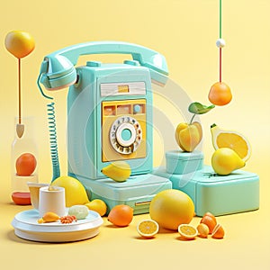 Vintage retro yellow phone