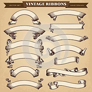 Vintage Ribbon Banners Vector Collection