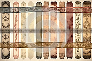 Vintage Ribbon Borders background Crafting scrapbooking, design seamless pattern, for junk journal photo