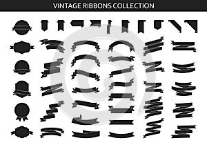 Vintage ribbons banners collection. Flat ribbon illustration isolated on white background. Ribbons set. Vector illustration photo