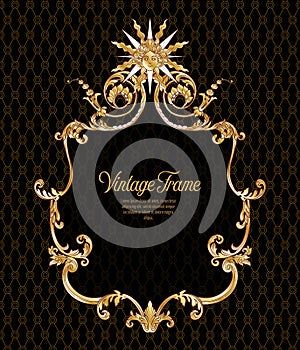 Vintage richly decorated frame in rococo style for menus, ads, a