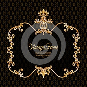 Vintage richly decorated frame in rococo style for menus, ads, a