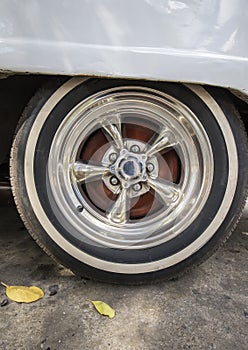 Vintage rims on a wheel in silver color