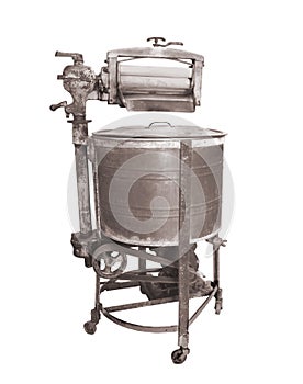 Vintage ringer washing machine isolated photo