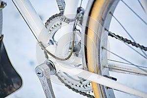 Vintage road bike in the snow